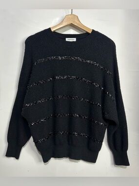 Nordstrom Black Sequined Pullover Sweater XS